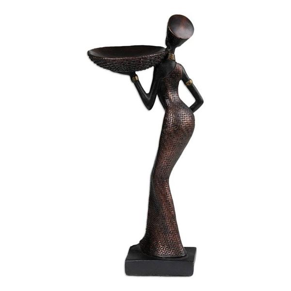 Alternate image for Handmade Rose Gold Resin Sculpture of an Ancient Servant Sacred Servant