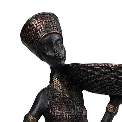 Alternate image for Handmade Rose Gold Resin Sculpture of an Ancient Servant Sacred Servant