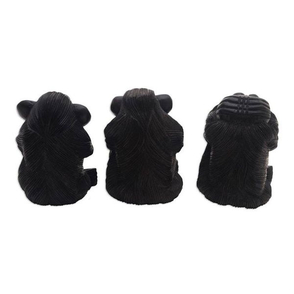 Alternate image for Hand-Carved Monkey Maxim Sculptures from Bali Set of 3 Helpful Monkeys