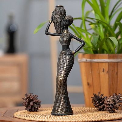 Primary image for Folk Art Antique Finished Resin Sculpture of Javanese Woman Powerful Dame