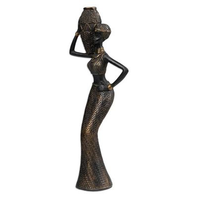 Alternate image for Folk Art Antique Finished Resin Sculpture of Javanese Woman Powerful Dame