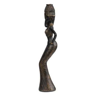 Alternate image for Folk Art Antique Finished Resin Sculpture of Javanese Woman Powerful Dame