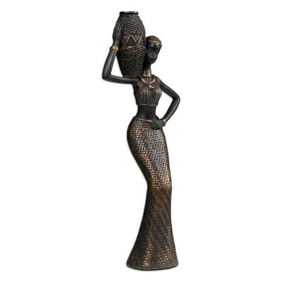 Alternate image for Folk Art Antique Finished Resin Sculpture of Javanese Woman Powerful Dame