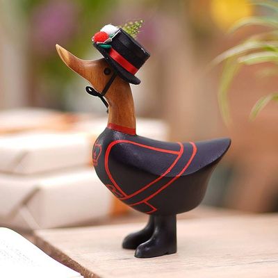 Alternate image for Bamboo Root and Teak Hand-Painted English Duck Figurine Yeomen Warder Duck