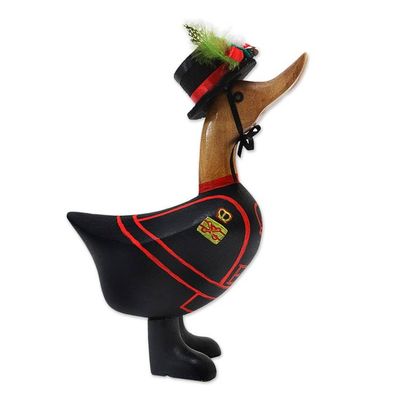 Alternate image for Bamboo Root and Teak Hand-Painted English Duck Figurine Yeomen Warder Duck