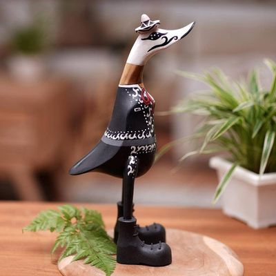 Primary image for Bamboo and Teak Wood Duck Sculpture of Day of the Dead Duck of the Dead