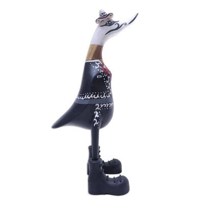 Alternate image for Bamboo and Teak Wood Duck Sculpture of Day of the Dead Duck of the Dead