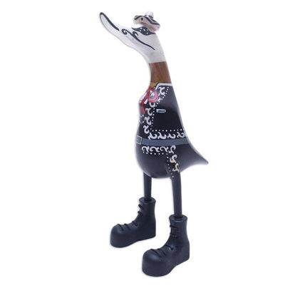 Alternate image for Bamboo and Teak Wood Duck Sculpture of Day of the Dead Duck of the Dead
