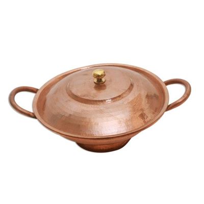 Alternate image for Copper Serving Bowl with a Lid from Java Warm Glow