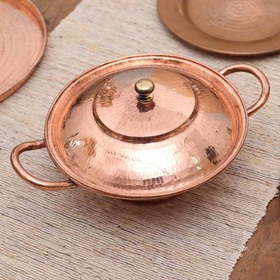 Alternate image for Copper Serving Bowl with a Lid from Java Warm Glow