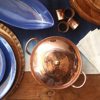 Alternate image for Copper Serving Bowl with a Lid from Java Warm Glow