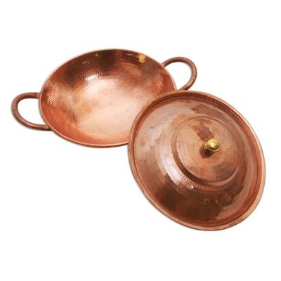 Alternate image for Copper Serving Bowl with a Lid from Java Warm Glow