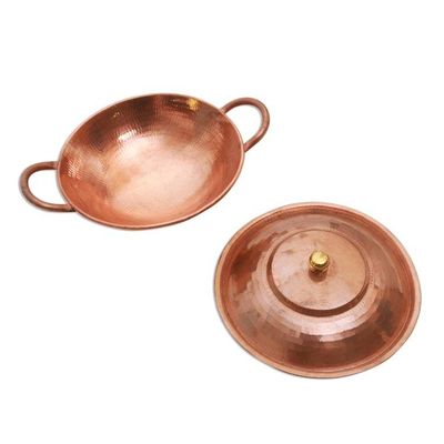 Alternate image for Copper Serving Bowl with a Lid from Java Warm Glow