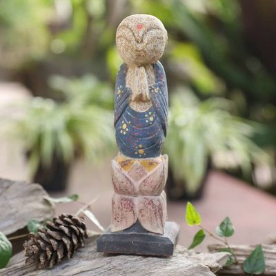 Primary image for Hand-Carved and Hand-Painted Wood Sculpture of Monk Praying The Monk