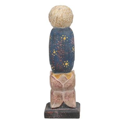 Alternate image for Hand-Carved and Hand-Painted Wood Sculpture of Monk Praying The Monk
