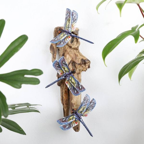 Alternate image for Painted Gamal and Jempinis Wood Dragonfly Wall Sculpture Fairy-tale Dragonfly