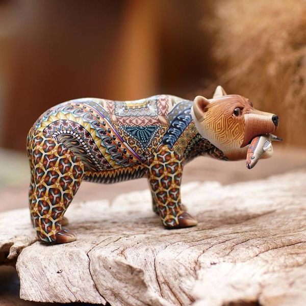 Alternate image for Colorful Polymer Clay Bear Sculpture 6 Inch from Bali Successful Grizzly