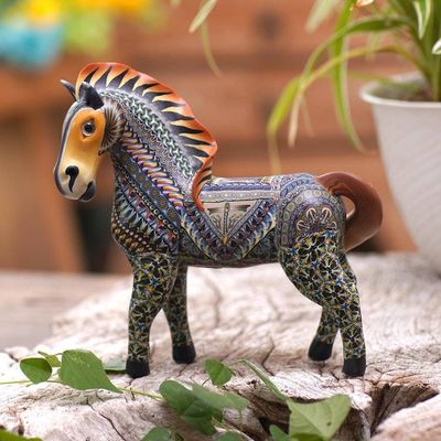 Alternate image for Handcrafted Polymer Clay Horse Sculpture 5.5 Inch Vibrant Horse