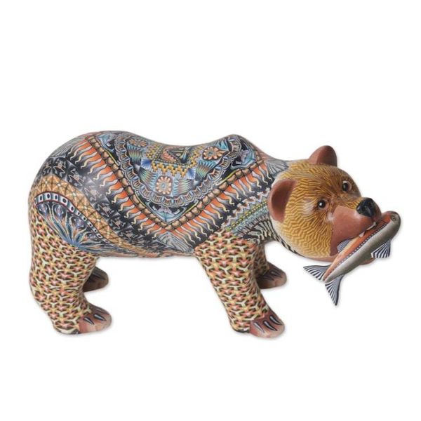 Alternate image for Colorful Polymer Clay Bear Sculpture 6 Inch from Bali Successful Grizzly