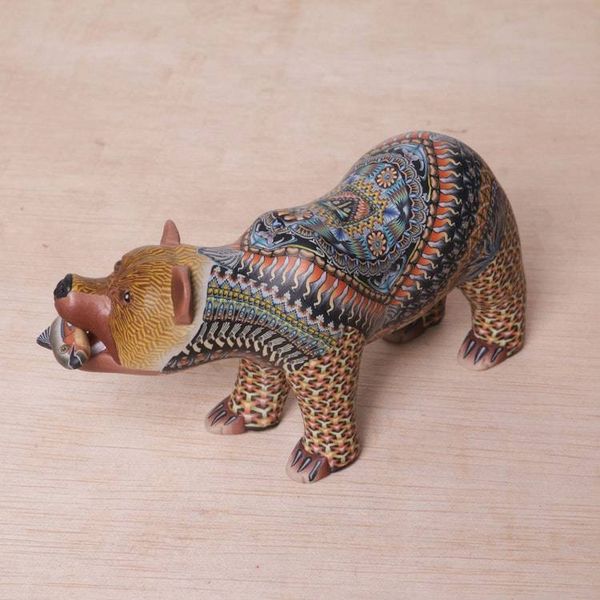 Alternate image for Colorful Polymer Clay Bear Sculpture 6 Inch from Bali Successful Grizzly
