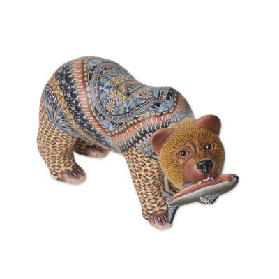 Alternate image for Colorful Polymer Clay Bear Sculpture 6 Inch from Bali Successful Grizzly