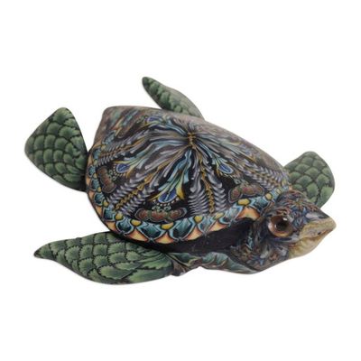 Alternate image for Polymer Clay Sea Turtle Sculpture 2.6 inch from Bali Vibrant Sea Turtle