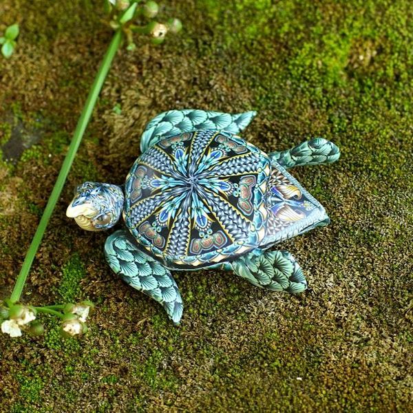 Alternate image for Polymer Clay Sea Turtle Sculpture 2.6 inch from Bali Vibrant Sea Turtle