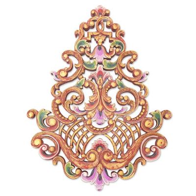 Alternate image for Artisan Carved Suar Wood Wall Relief Panel from Bali Aesthetic Kayonan