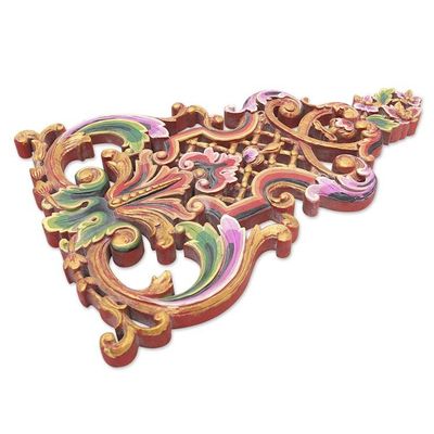 Alternate image for Handmade Traditional Suar Wood Wall Relief Panel from Bali Balinese Kayonan