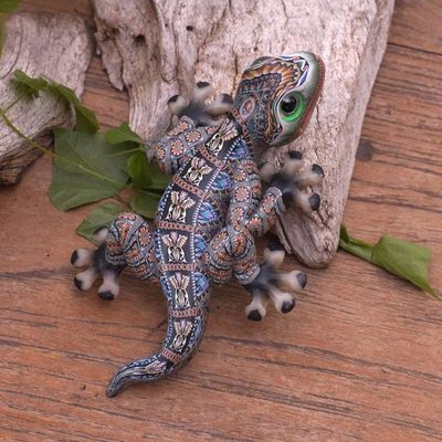 Alternate image for Handcrafted Polymer Clay Gecko Sculpture 5.5 Inch Lively Gecko