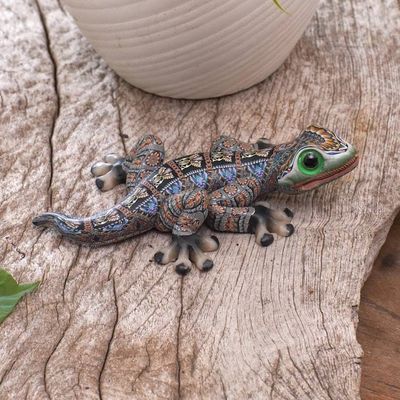 Alternate image for Handcrafted Polymer Clay Gecko Sculpture 5.5 Inch Lively Gecko
