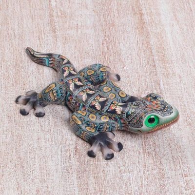 Alternate image for Handcrafted Polymer Clay Gecko Sculpture 5.5 Inch Lively Gecko