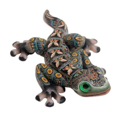 Alternate image for Handcrafted Polymer Clay Gecko Sculpture 5.5 Inch Lively Gecko