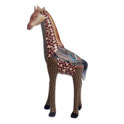 Alternate image for Handmade Polymer Clay Giraffe Sculpture 7.5 Inch Vibrant Giraffe
