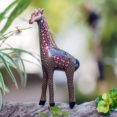 Alternate image for Handmade Polymer Clay Giraffe Sculpture 7.5 Inch Vibrant Giraffe