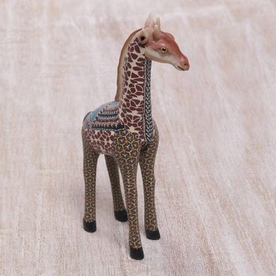 Alternate image for Handmade Polymer Clay Giraffe Sculpture 7.5 Inch Vibrant Giraffe