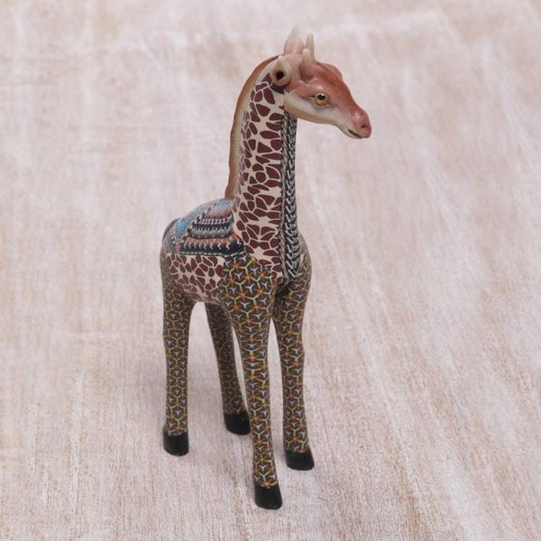 Alternate image for Handmade Polymer Clay Giraffe Sculpture 7.5 Inch Vibrant Giraffe