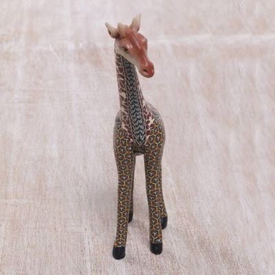 Alternate image for Handmade Polymer Clay Giraffe Sculpture 7.5 Inch Vibrant Giraffe