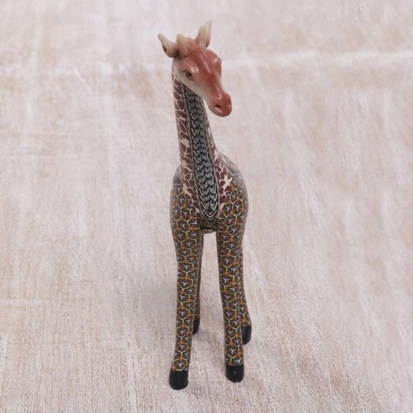 Alternate image for Handmade Polymer Clay Giraffe Sculpture 7.5 Inch Vibrant Giraffe