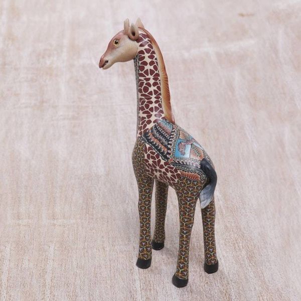 Alternate image for Handmade Polymer Clay Giraffe Sculpture 7.5 Inch Vibrant Giraffe