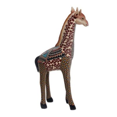 Alternate image for Handmade Polymer Clay Giraffe Sculpture 7.5 Inch Vibrant Giraffe