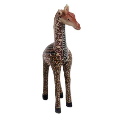 Alternate image for Handmade Polymer Clay Giraffe Sculpture 7.5 Inch Vibrant Giraffe