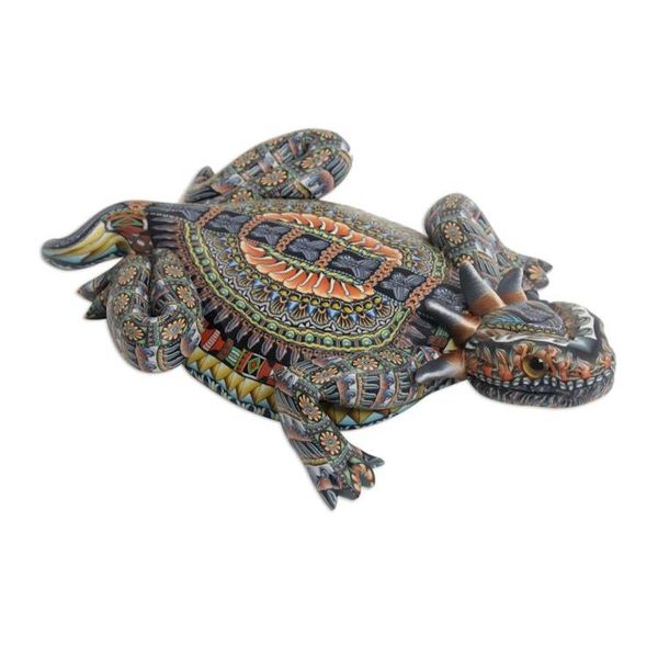 Alternate image for Handcrafted Polymer Clay Lizard Sculpture 6 Inch Horned Lizard