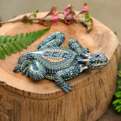 Alternate image for Handcrafted Polymer Clay Lizard Sculpture 6 Inch Horned Lizard