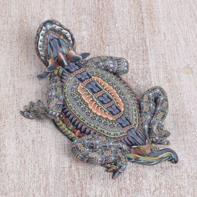 Alternate image for Handcrafted Polymer Clay Lizard Sculpture 6 Inch Horned Lizard