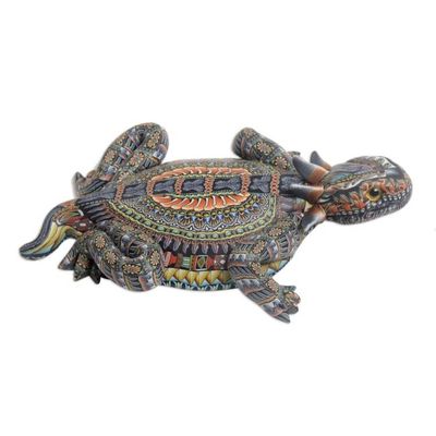 Alternate image for Handcrafted Polymer Clay Lizard Sculpture 6 Inch Horned Lizard