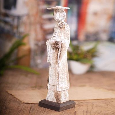 Alternate image for Hand Crafted Albesia Wood Figurative Sculpture Japanese Woman
