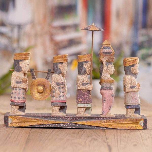 Alternate image for Hand Carved Balinese Ceremonial Wood Statuette Balinese Ceremony