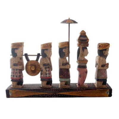 Alternate image for Hand Carved Balinese Ceremonial Wood Statuette Balinese Ceremony