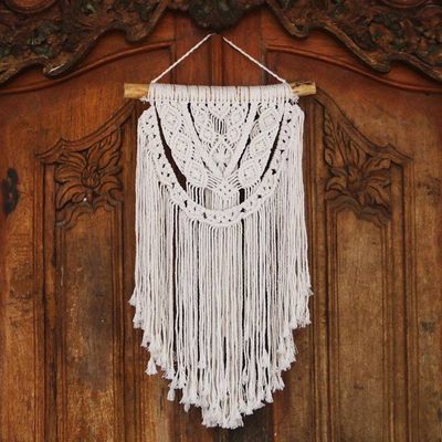Primary image for Handmade Cotton Wall Hanging with Fringe from Bali Tegalalang Knot